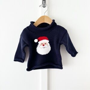 CLAVER navy Santa Christmas roll neck sweater